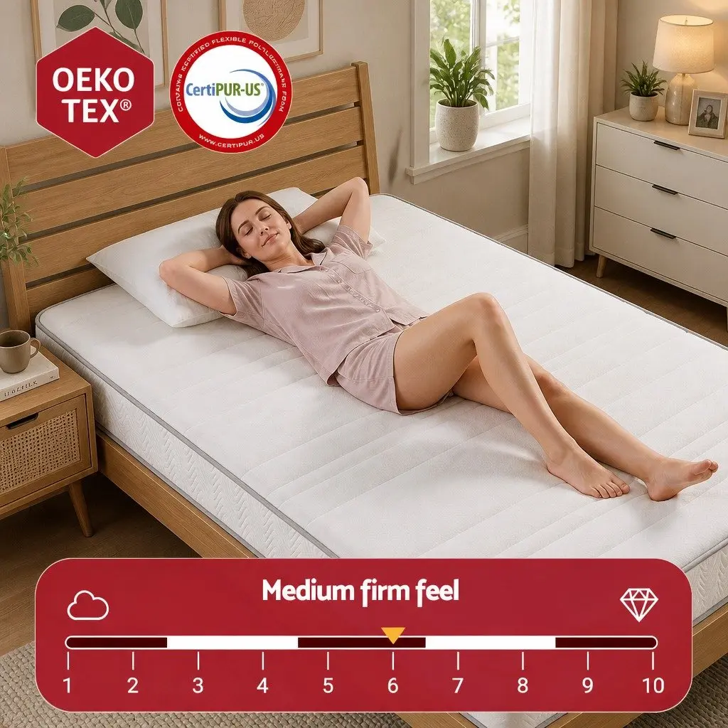 King Single Mattress Medium-Firm 20cm Egg-Crate Foam Pocket Spring Tight Top