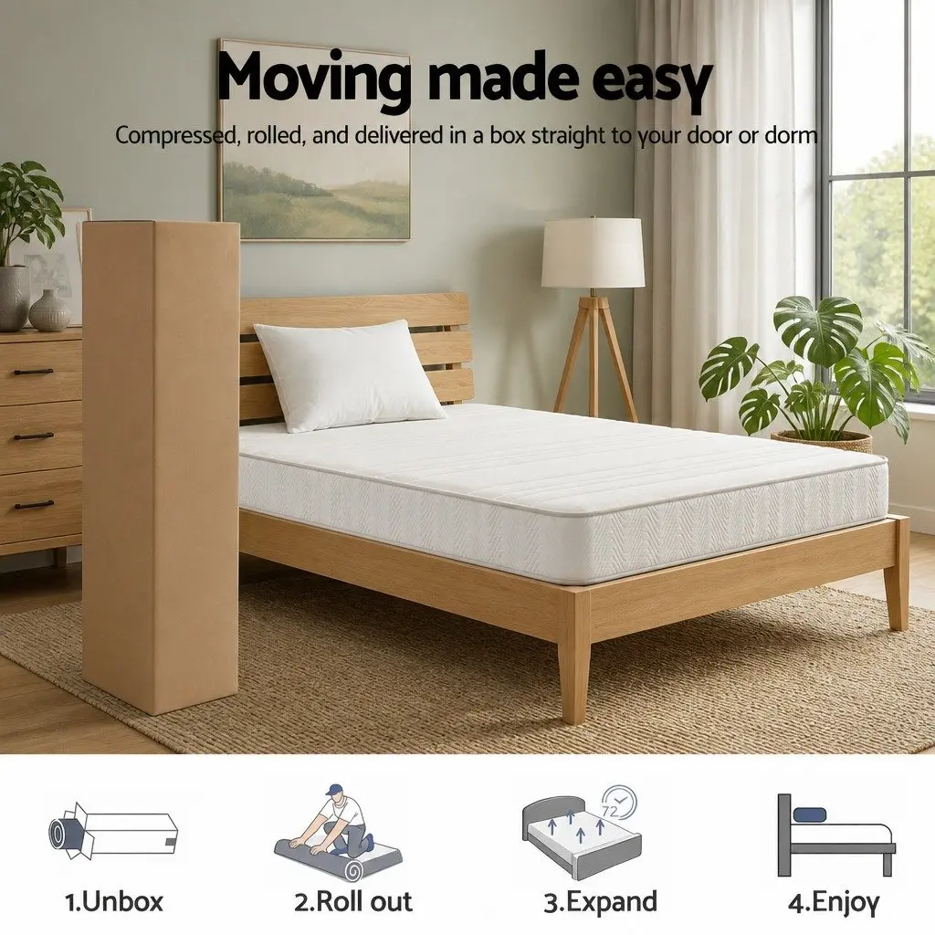 King Single Mattress Medium-Firm 20cm Egg-Crate Foam Pocket Spring Tight Top