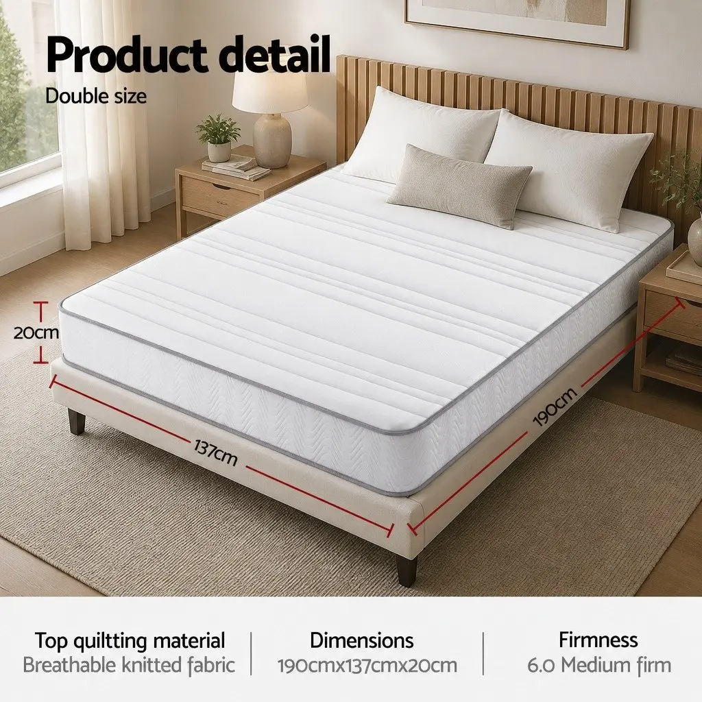Double Mattress with Egg-Crate Foam Support
