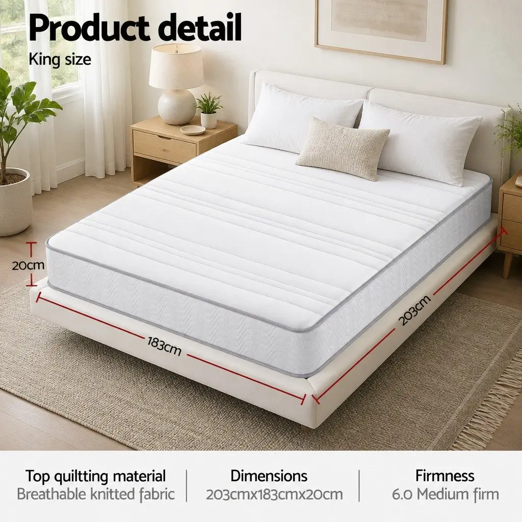 20cm King Size Mattress with Medium-Firm Support