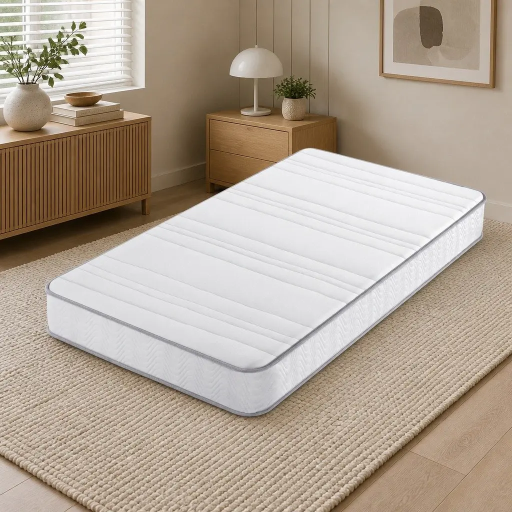 Single Mattress Medium Firm 90cm x 190cm Pocket Spring Egg-Crate Foam Tight Top White