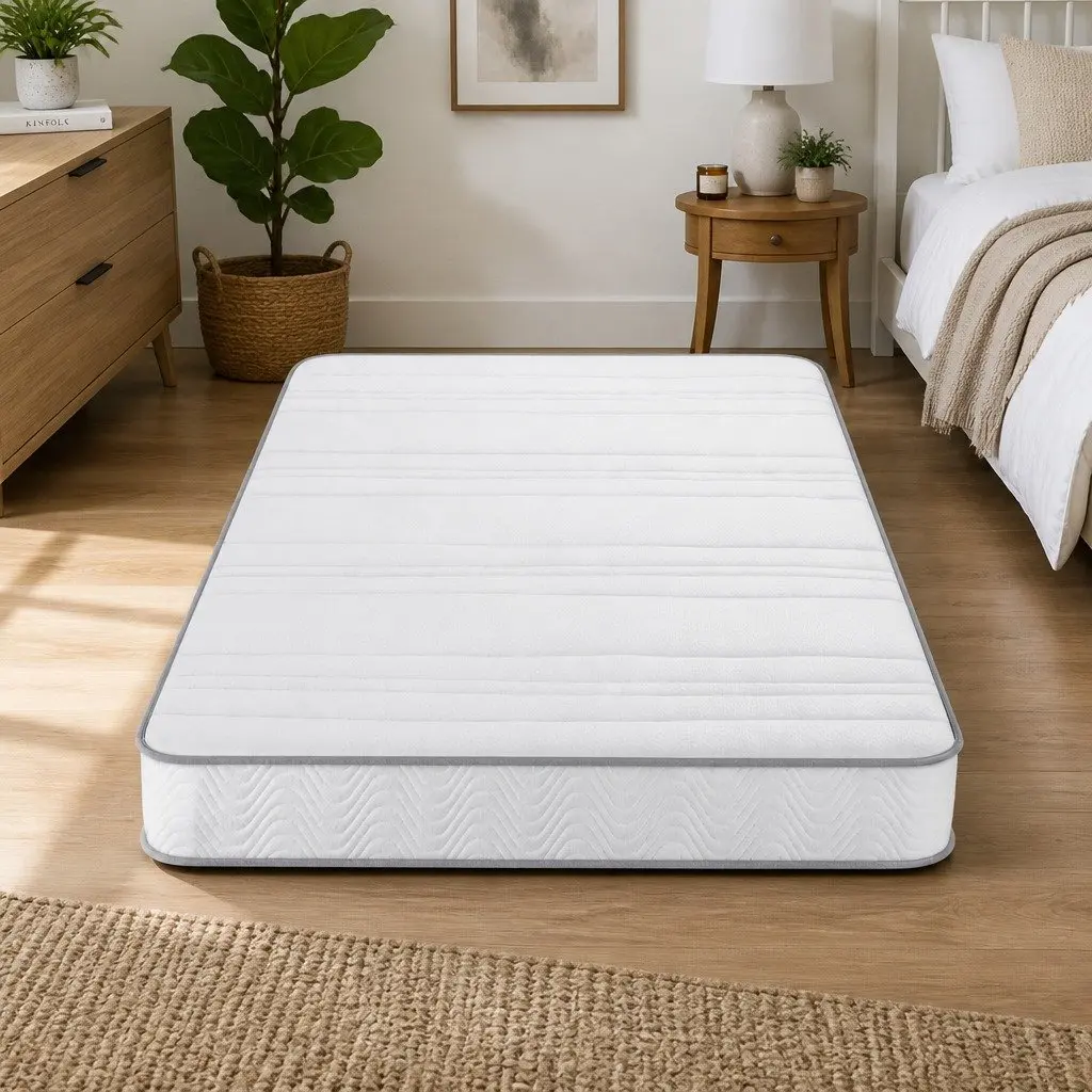 Single Mattress Medium Firm 90cm x 190cm Pocket Spring Egg-Crate Foam Tight Top White