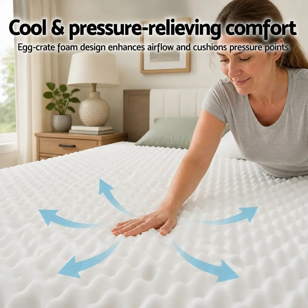 Single Mattress Medium Firm 90cm x 190cm Pocket Spring Egg-Crate Foam Tight Top White