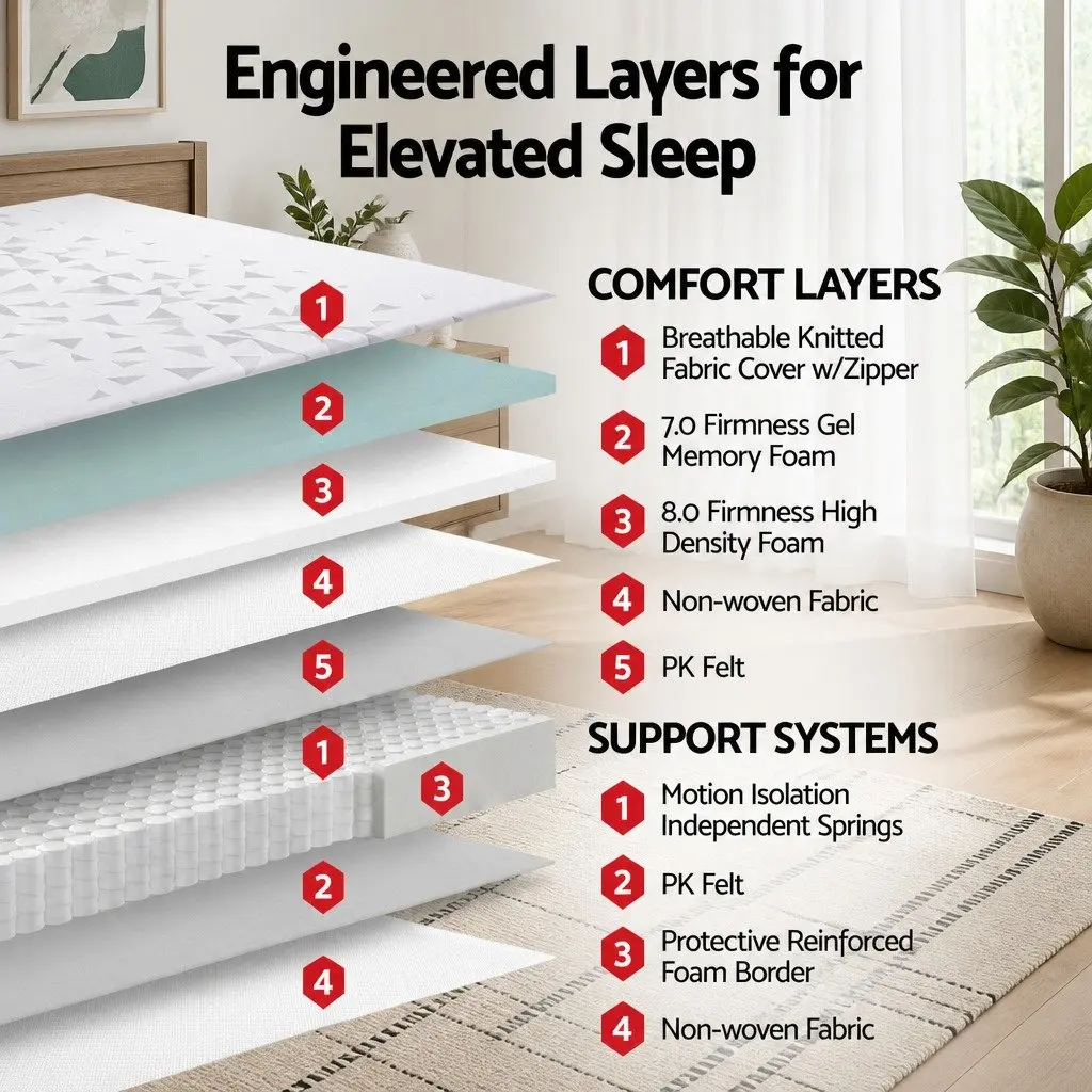 King Single Mattress 23cm Pocket Spring with Reversible Foam