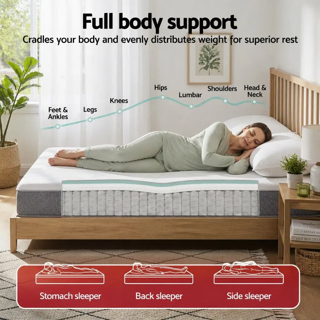 King Single Mattress 23cm Pocket Spring with Reversible Foam