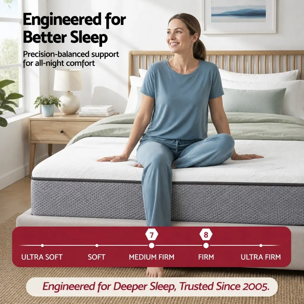 Queen Mattress 23cm Pocket Spring Reversible Foam Dual Firmness Medium Firm