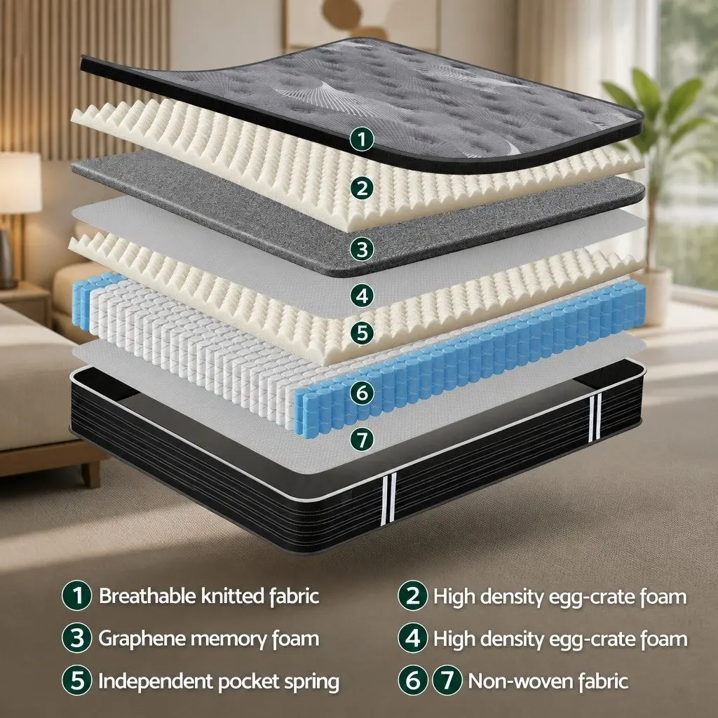 Double Mattress with Graphene Memory Foam