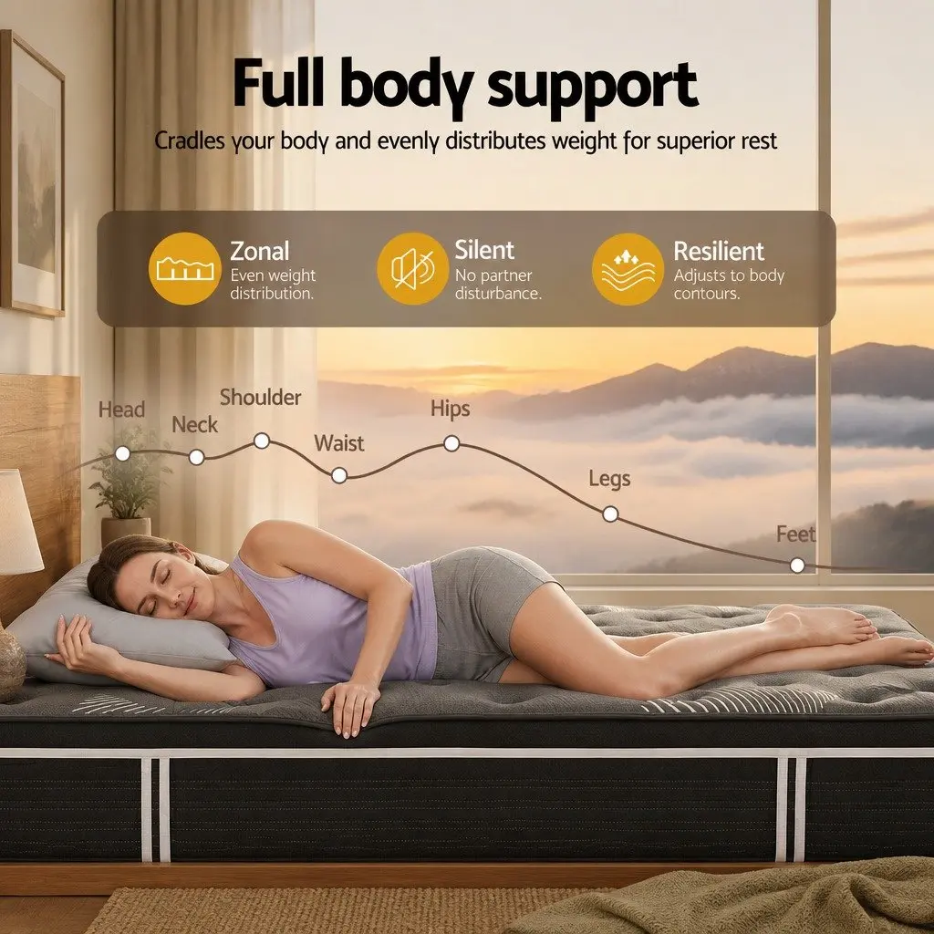 King Mattress 35cm Euro Top Medium Firm Pocket Spring Memory Foam Sleep Bed