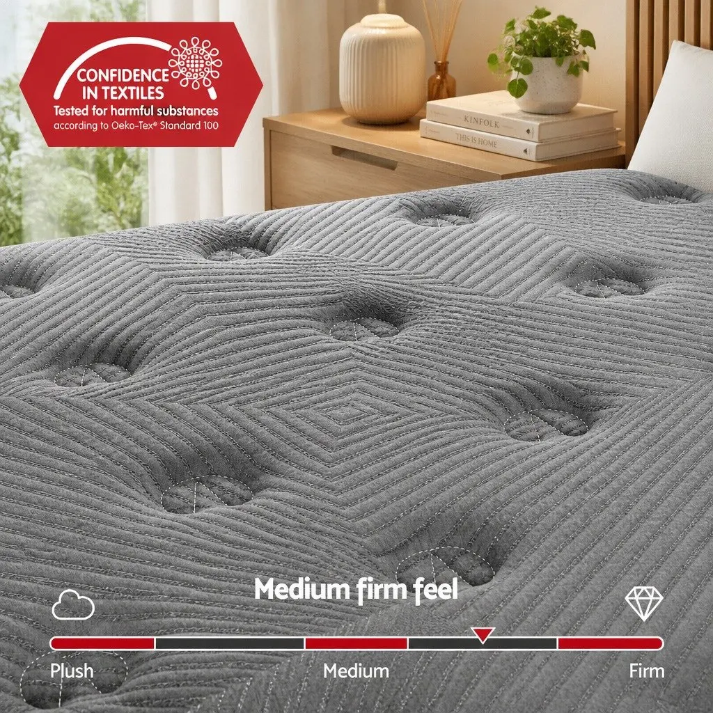 King Mattress 35cm Euro Top Medium Firm Pocket Spring Memory Foam Sleep Bed