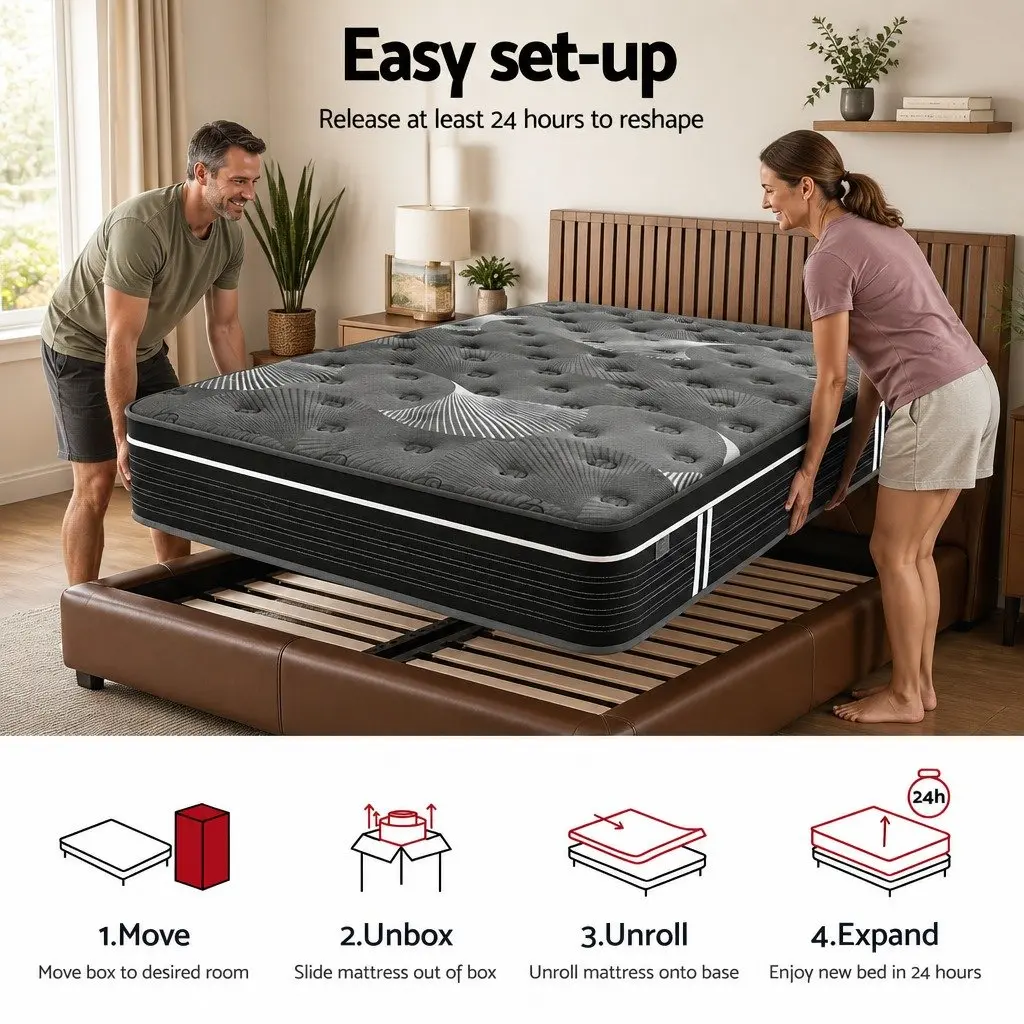 Queen Mattress 35cm Euro Top Medium Firm Pocket Spring Bed