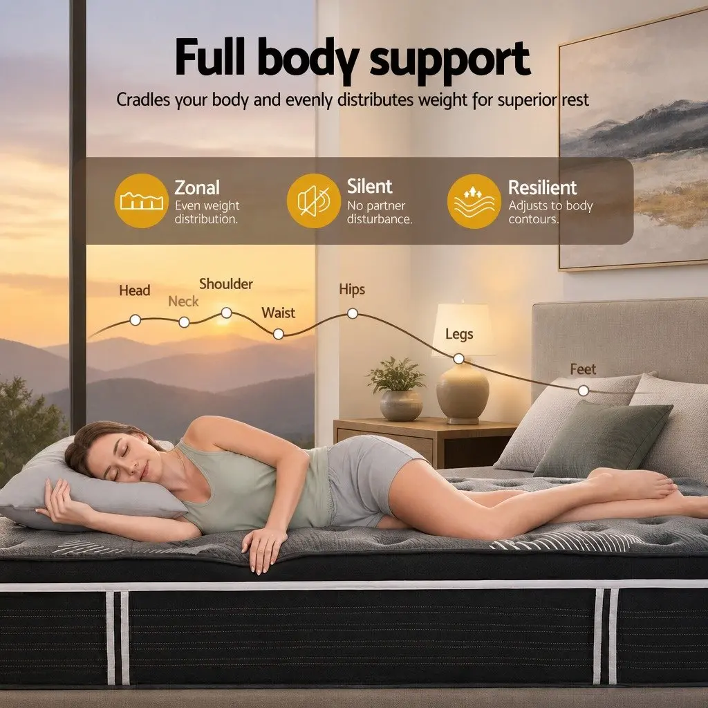 Queen Mattress 35cm Euro Top Medium Firm Pocket Spring Bed