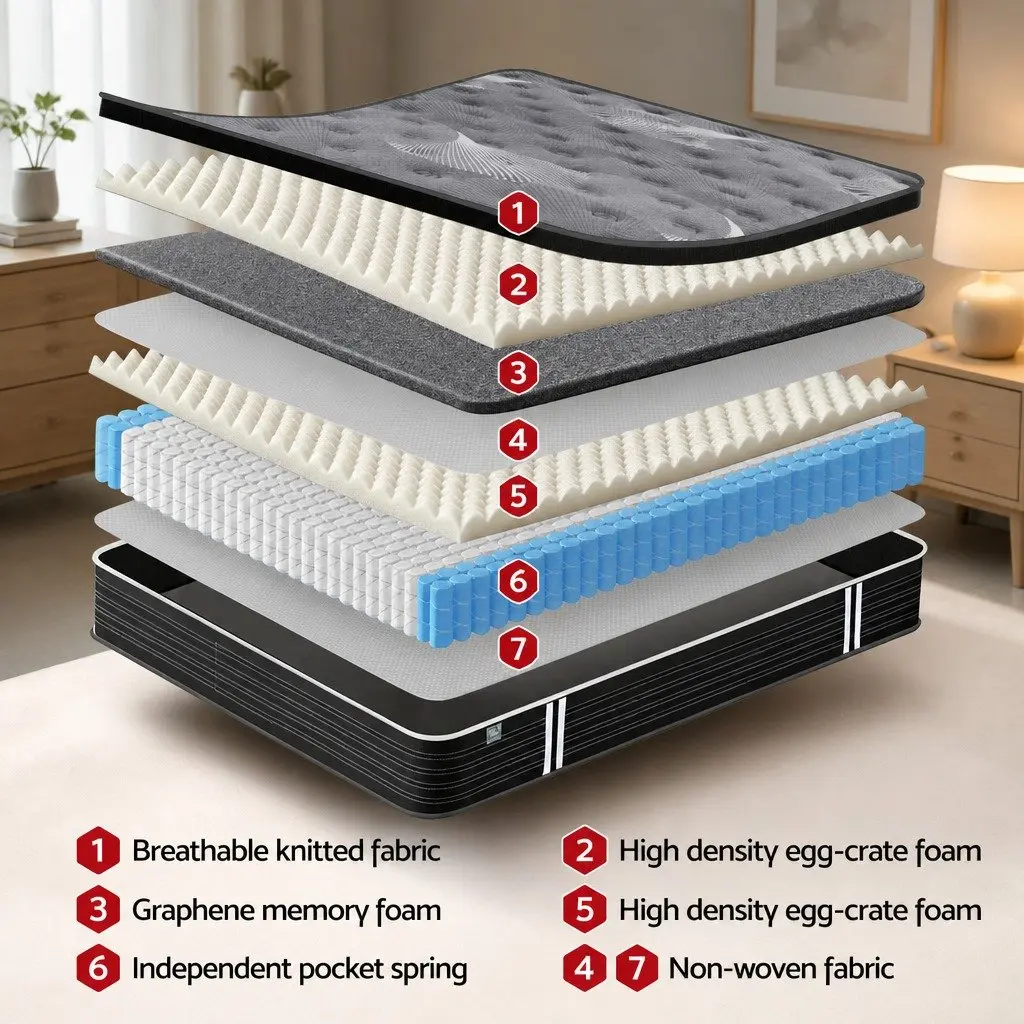 Euro Top Single Mattress with Graphene Foam 35cm