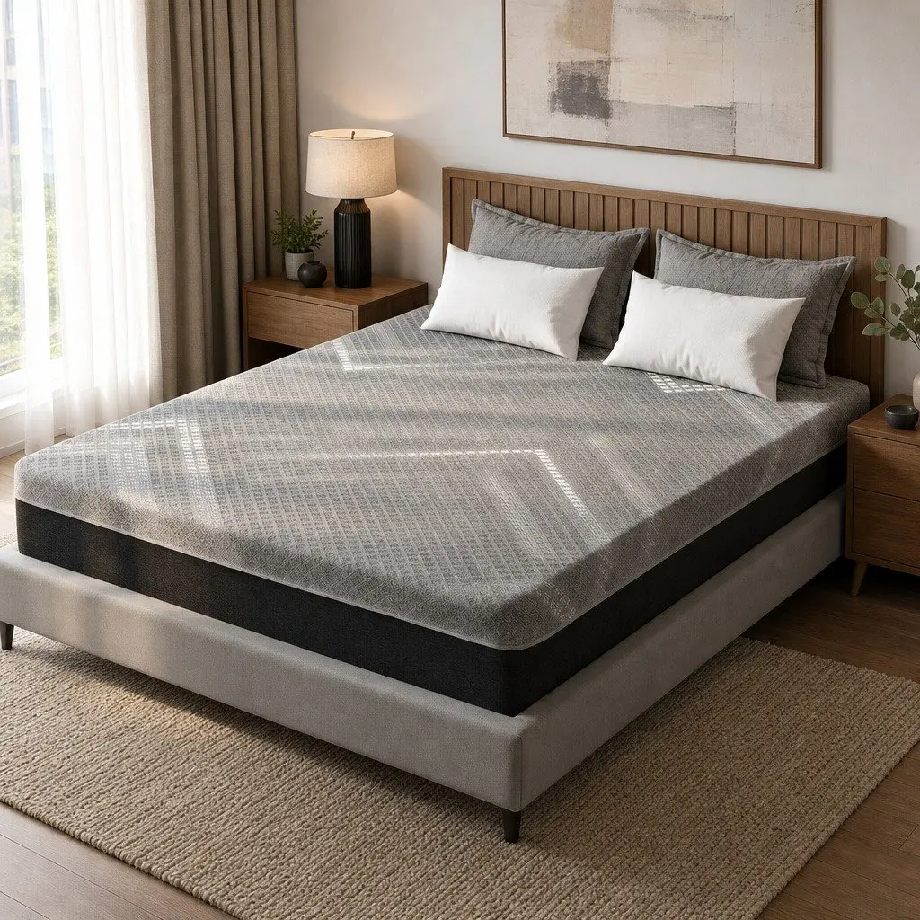 Double Mattress Grey Breathable Firm Support 26cm Pocket Spring Dual Edge Reinforcement