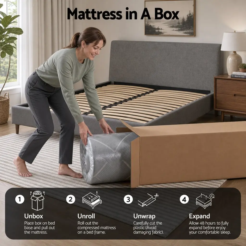 Double Mattress Grey Breathable Firm Support 26cm Pocket Spring Dual Edge Reinforcement
