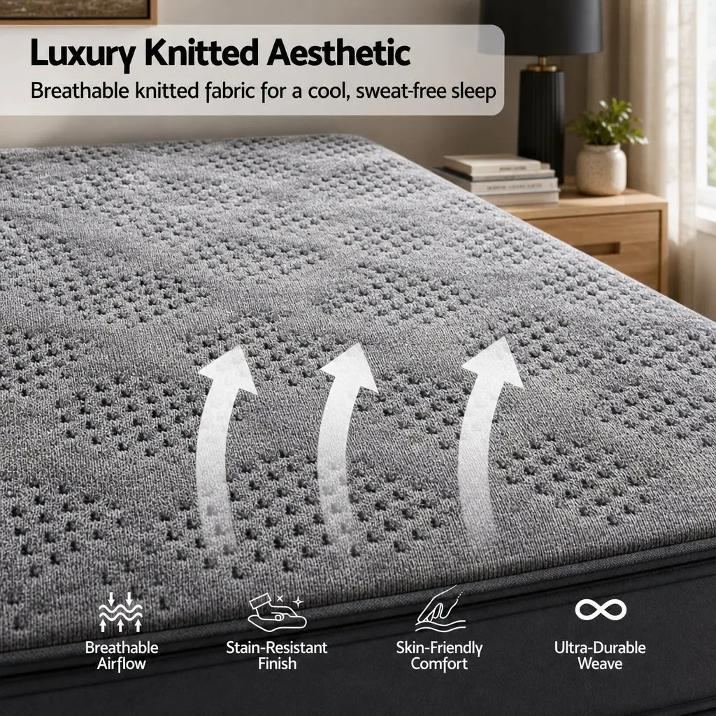 King Size Mattress Firm 26cm Pocket Spring Dark Grey