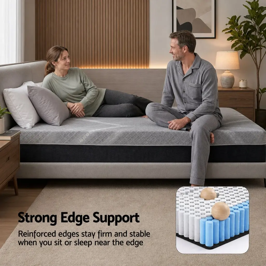 King Size Mattress Firm 26cm Pocket Spring Dark Grey