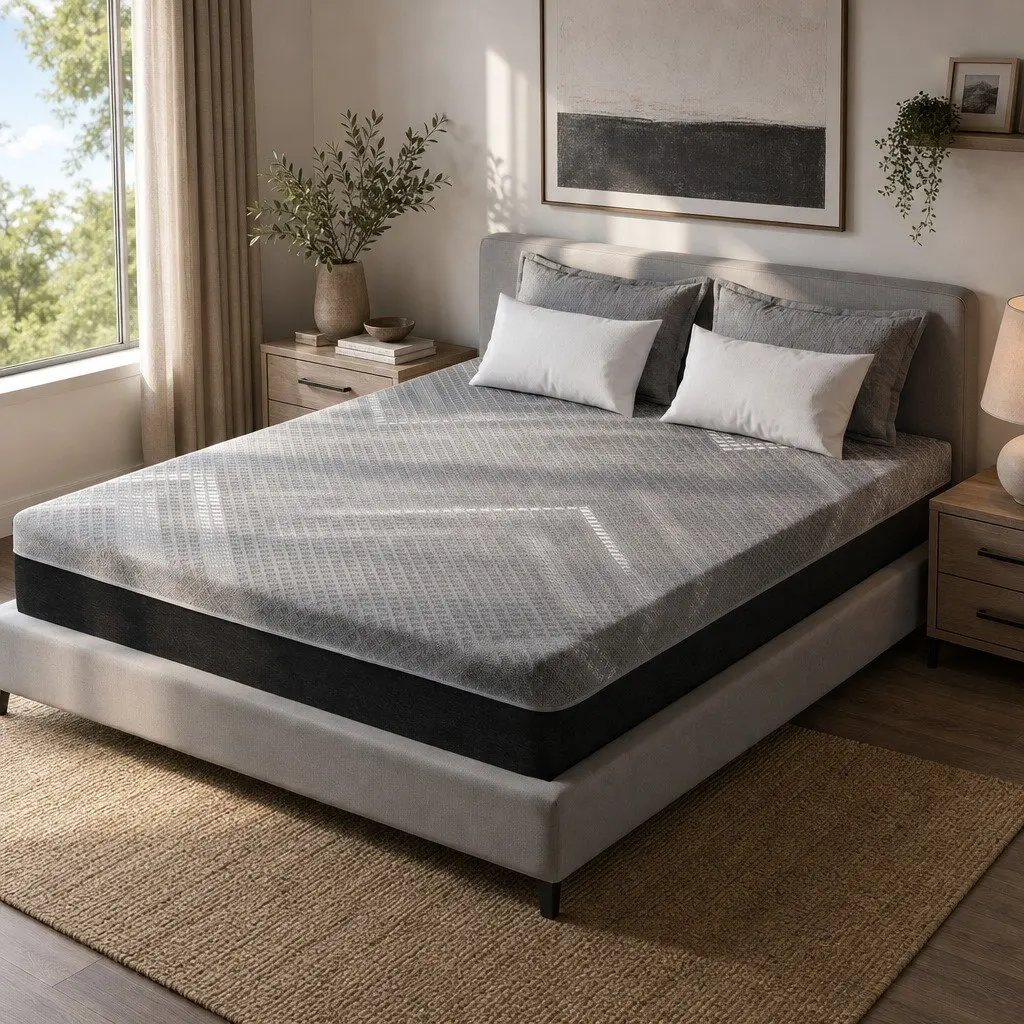 Queen Mattress Firm 26cm Pocket Spring Dual Edge Support Dark Grey Breathable