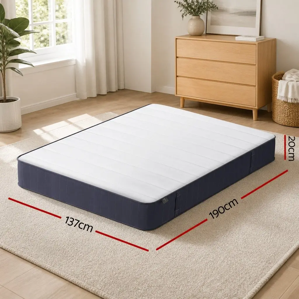 Double Mattress with 20cm Pocket Springs in White and Grey