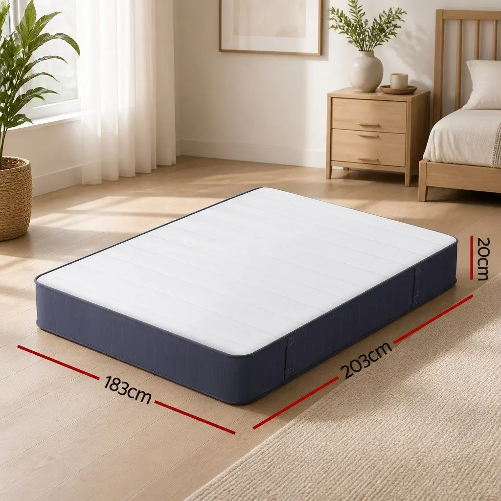 King Size Mattress Firm Support 20cm High Density Foam Pocket Spring Breathable Knitted Fabric