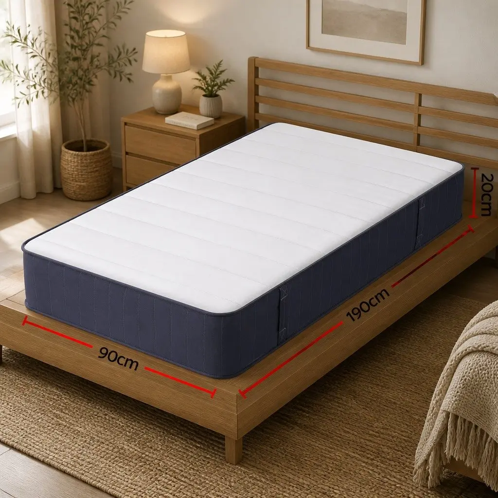 Single Mattress Tight Top 20cm Pocket Spring Firm Support Breathable Knitted