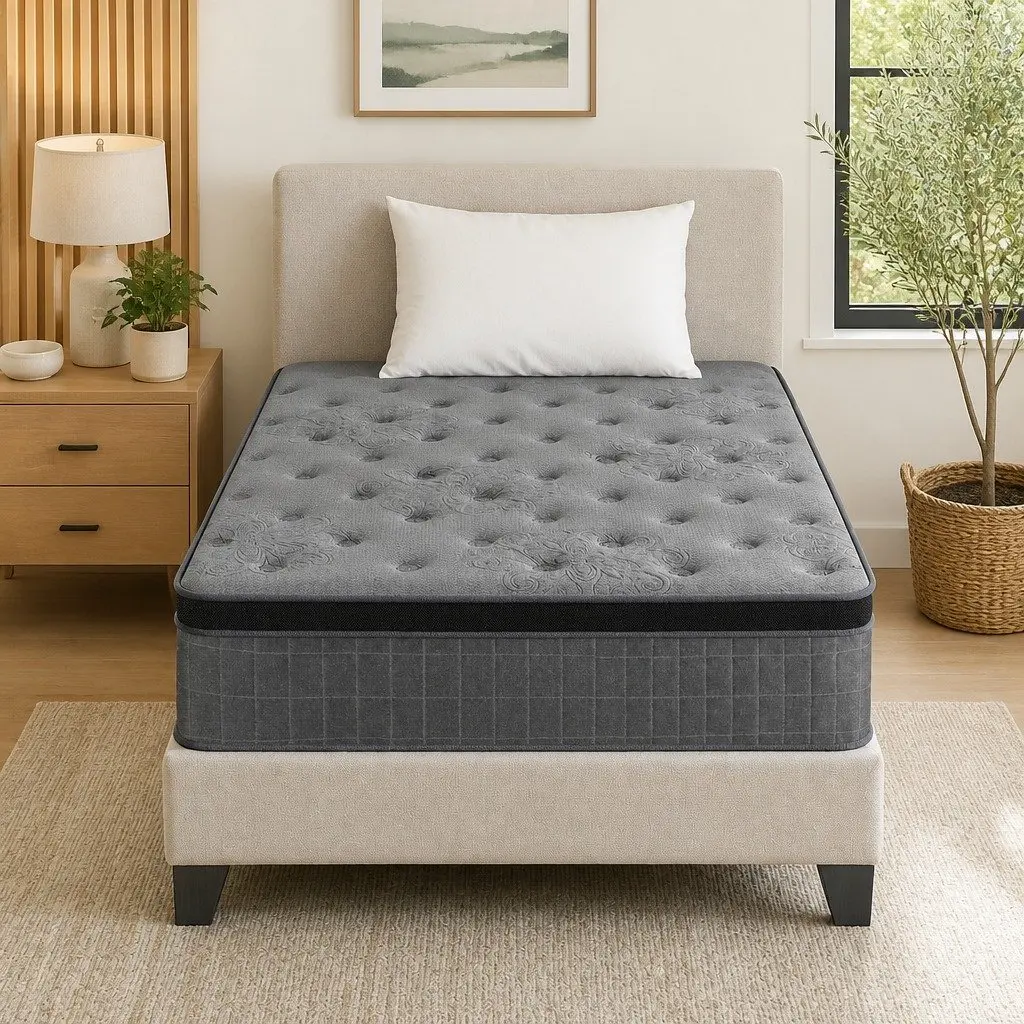 King Single Mattress Euro Top 26cm Natural Latex Foam Medium Firm Pocket Spring Support