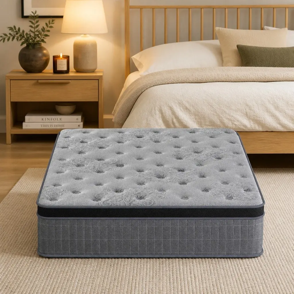 King Single Mattress Euro Top 26cm Natural Latex Foam Medium Firm Pocket Spring Support