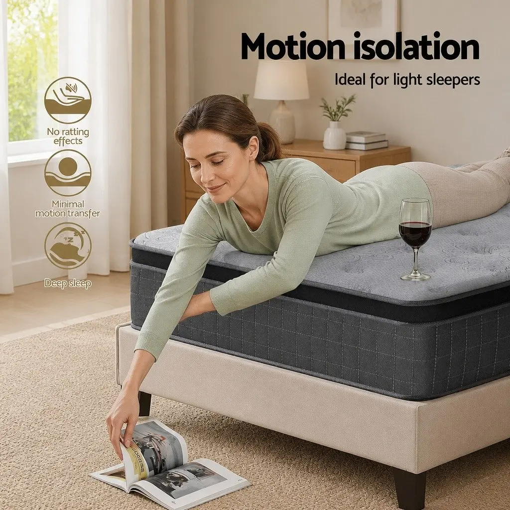 King Single Mattress Euro Top 26cm Natural Latex Foam Medium Firm Pocket Spring Support