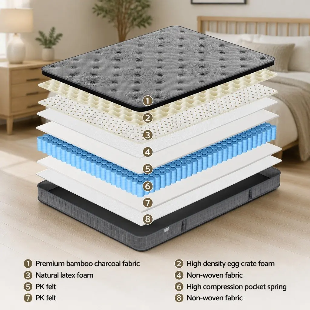 Double Mattress with 26cm Euro Top Latex Foam