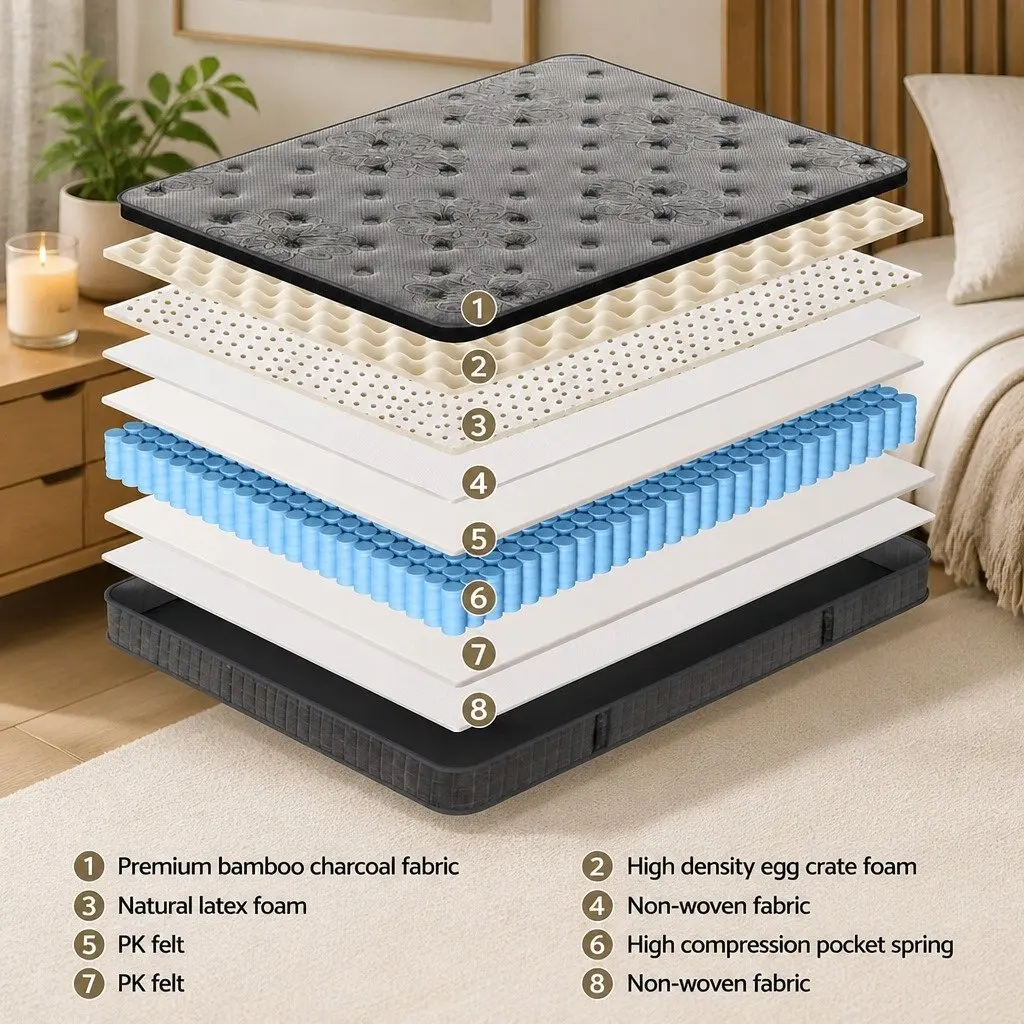 Queen Mattress with Latex Foam and Pocket Springs