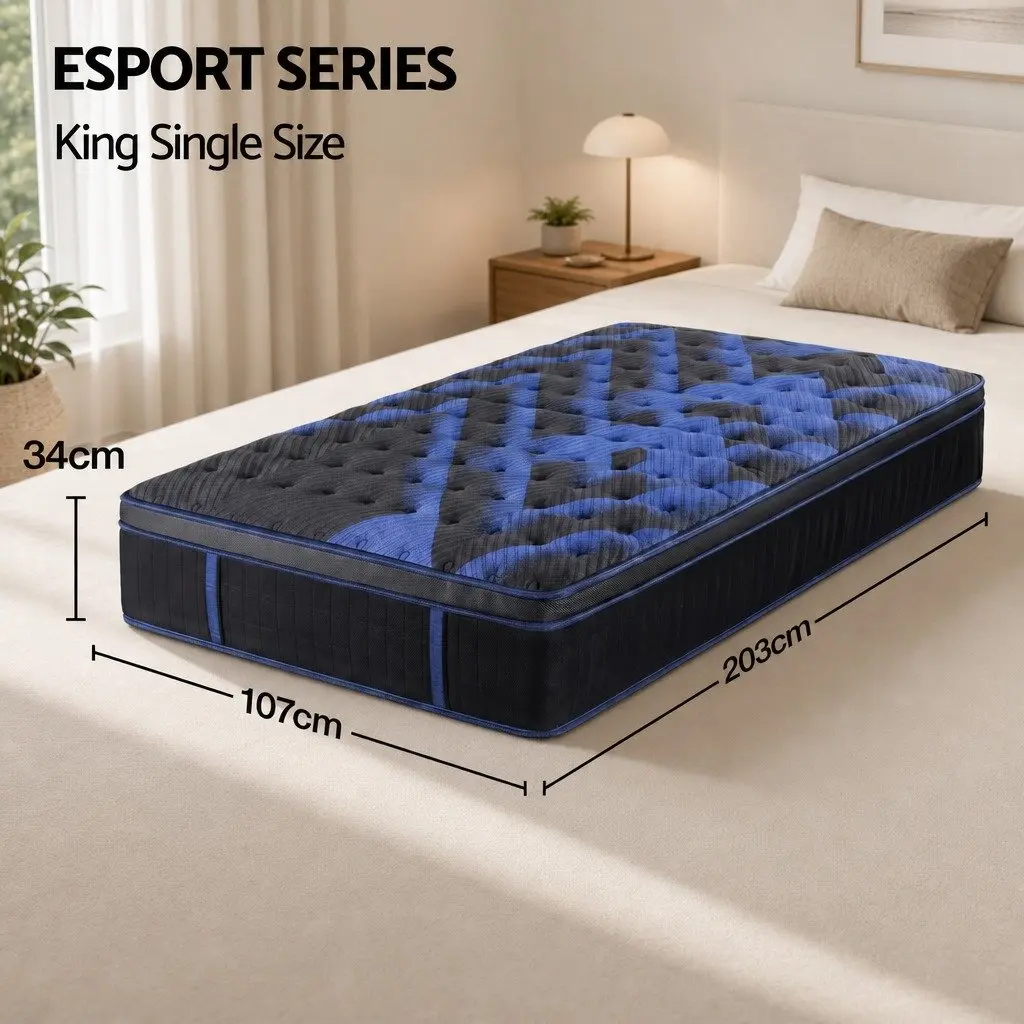 King Single Hybrid Mattress Cooling Gel Memory Foam Pocket Spring 34cm
