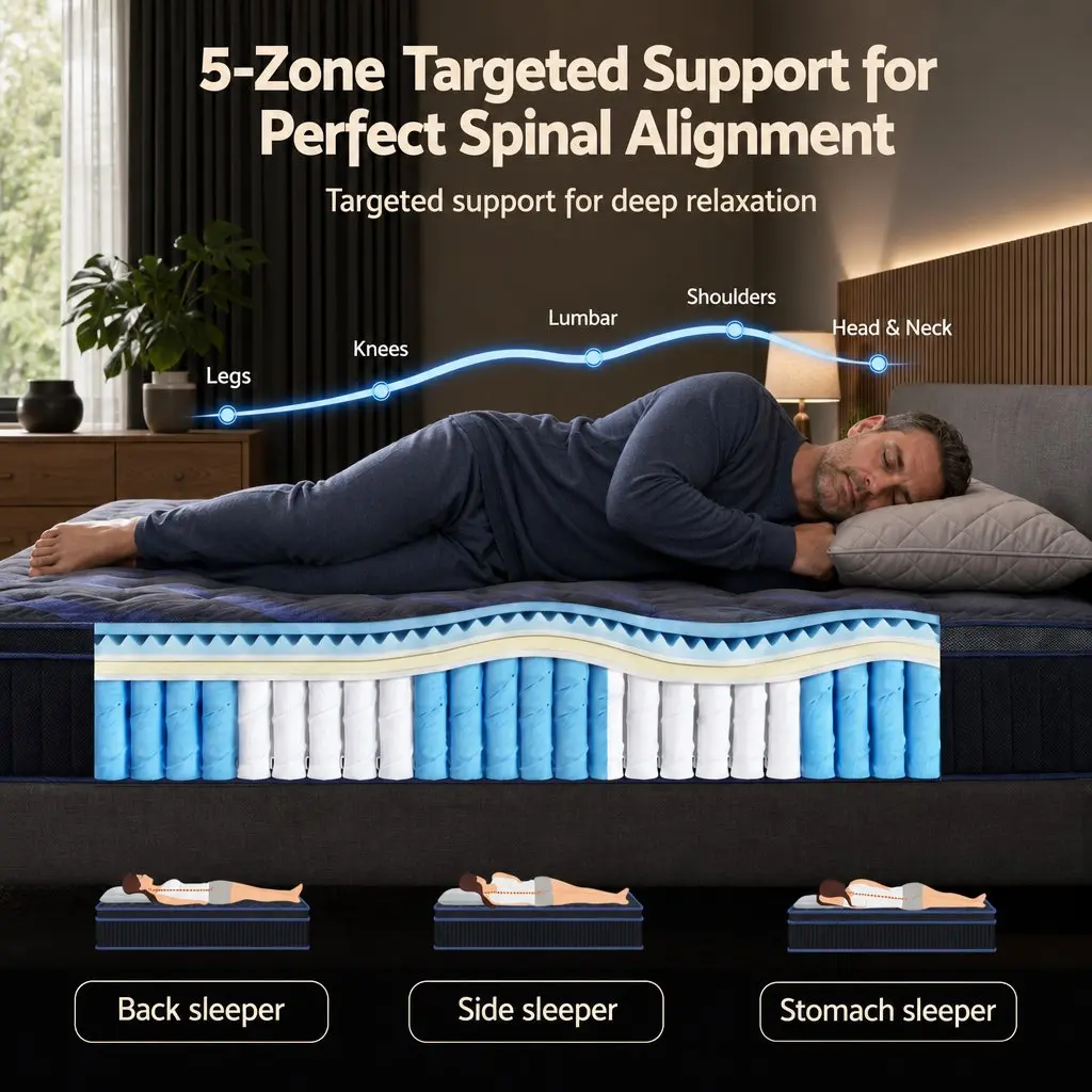 King Single Hybrid Mattress Cooling Gel Memory Foam Pocket Spring 34cm