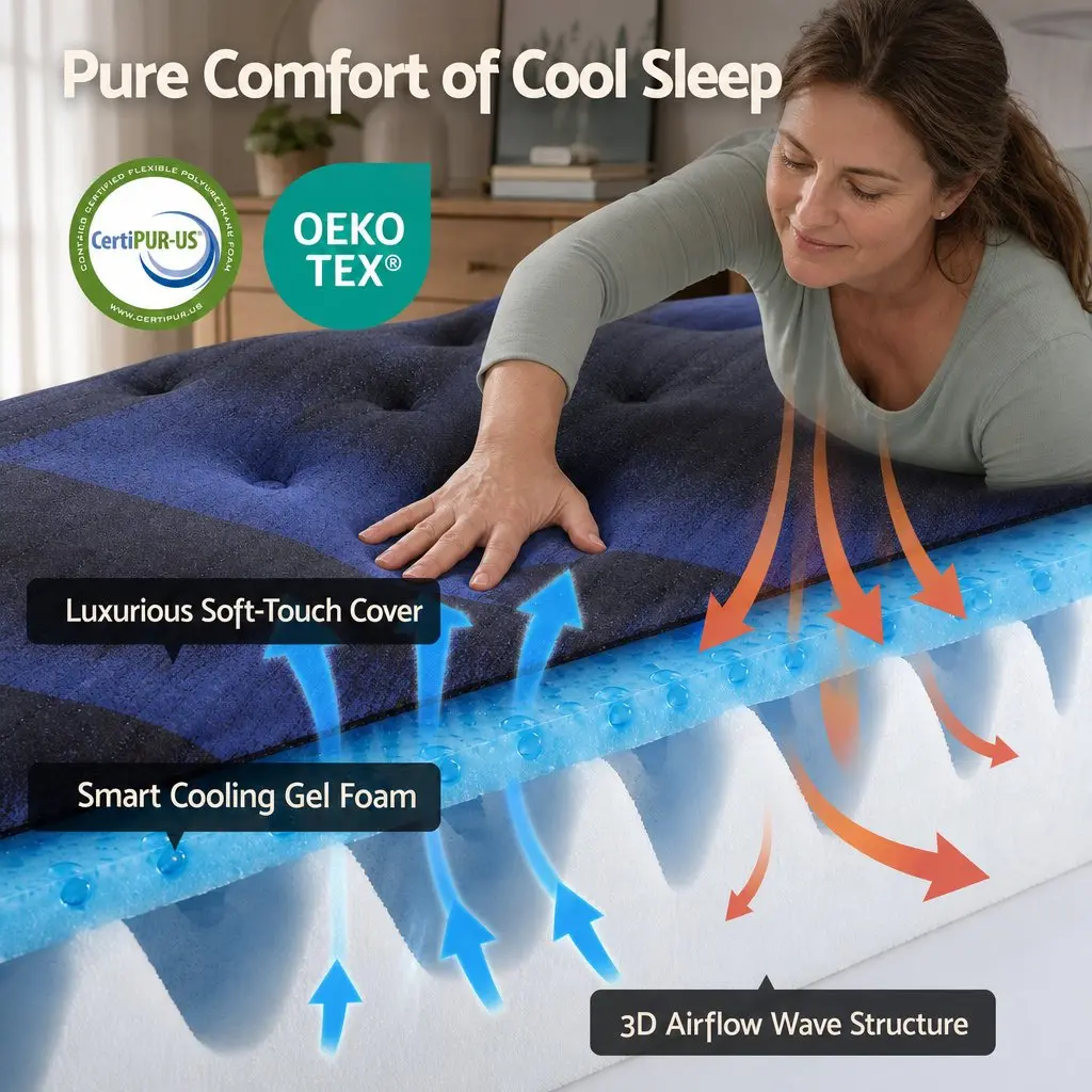 King Single Hybrid Mattress Cooling Gel Memory Foam Pocket Spring 34cm