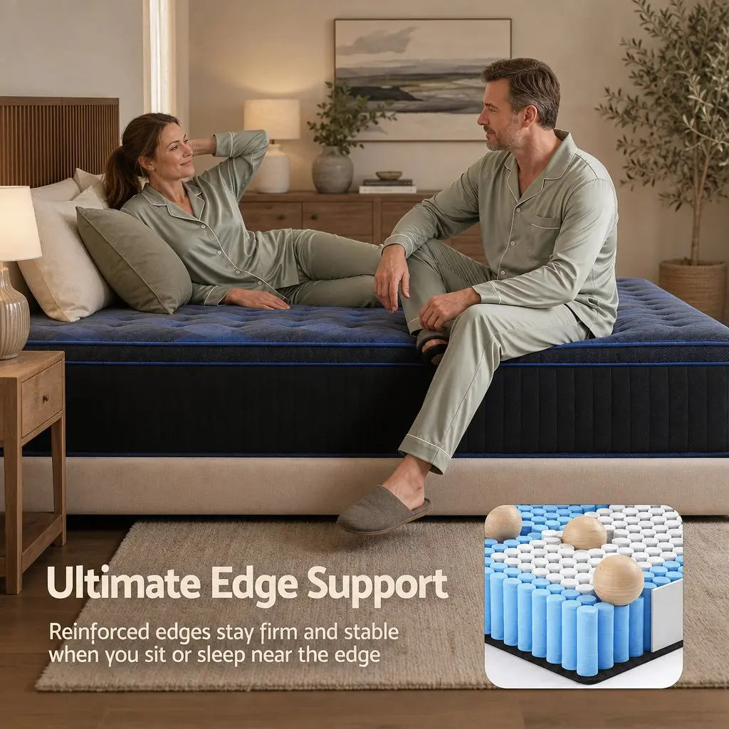 King Single Hybrid Mattress Cooling Gel Memory Foam Pocket Spring 34cm