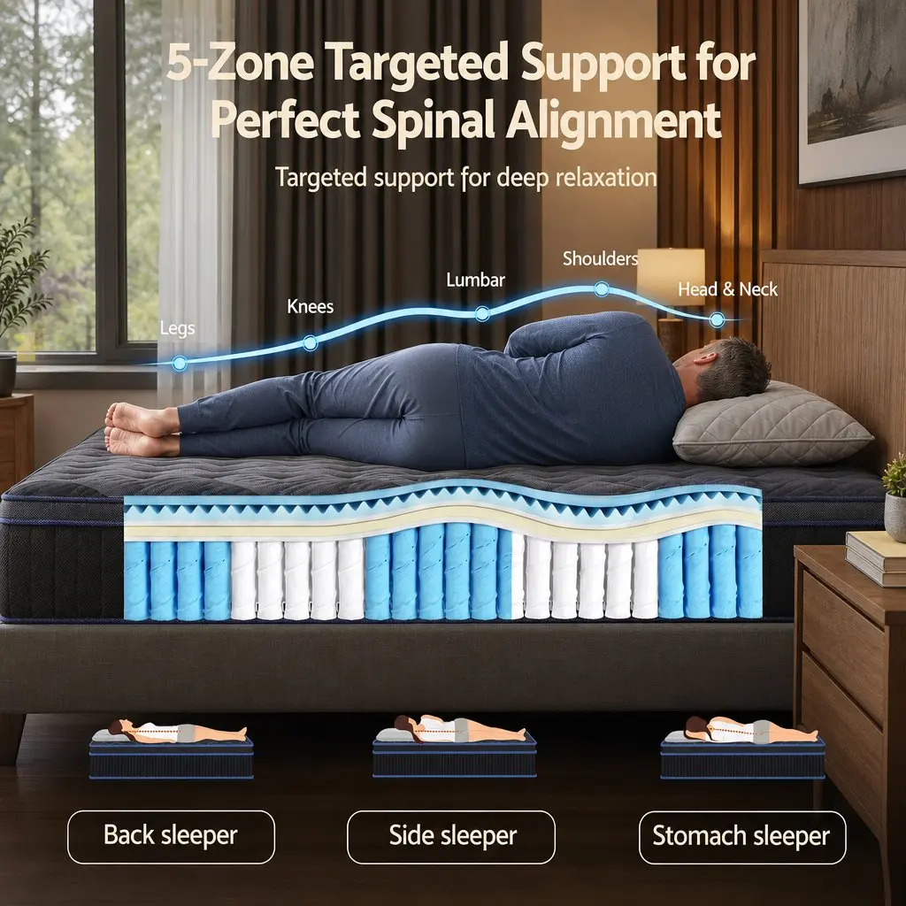 Single Mattress Hybrid 34cm Cooling Gel Memory Foam Pocket Spring Medium Firm