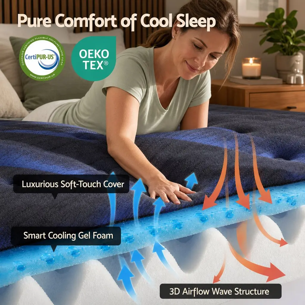 Single Mattress Hybrid 34cm Cooling Gel Memory Foam Pocket Spring Medium Firm