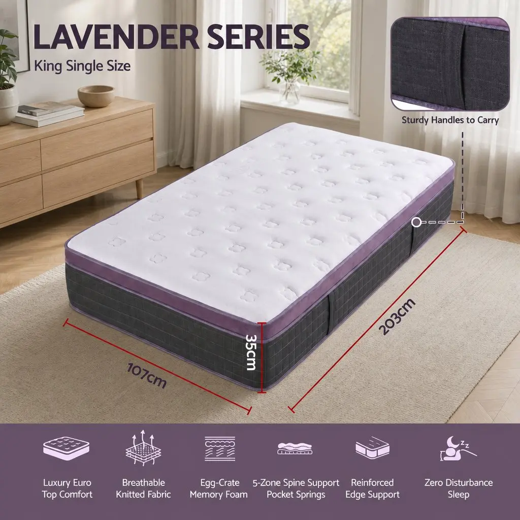 King Single Mattress with Firm Euro Top Support 35cm