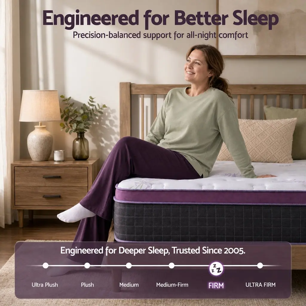 Double Mattress Euro Top Firm 35cm Pocket Spring Breathable Comfort