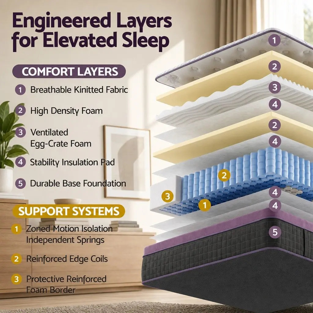 King Size Mattress with Euro Top and Pocket Springs