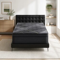 King Single Mattress 35cm Hybrid Pocket Spring Charcoal Foam