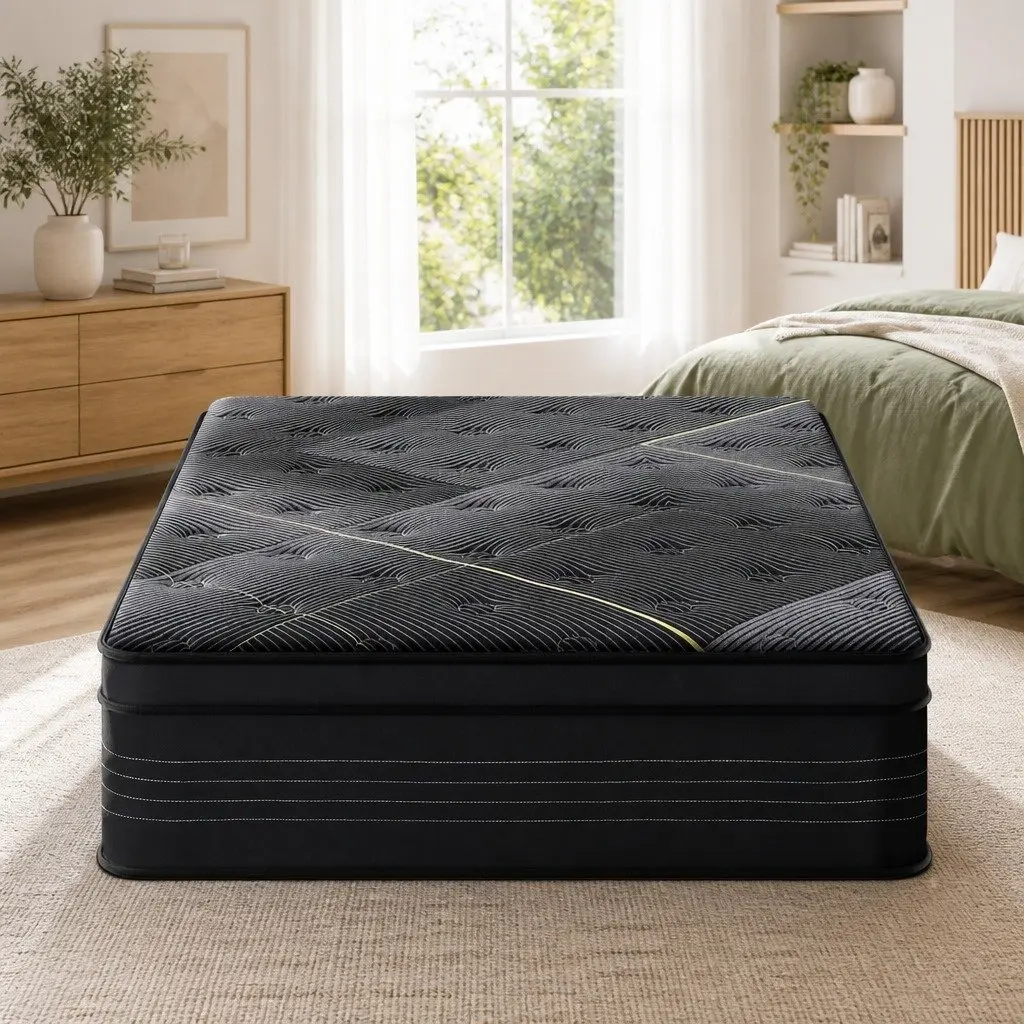 King Single Mattress 35cm Hybrid Pocket Spring Charcoal Foam
