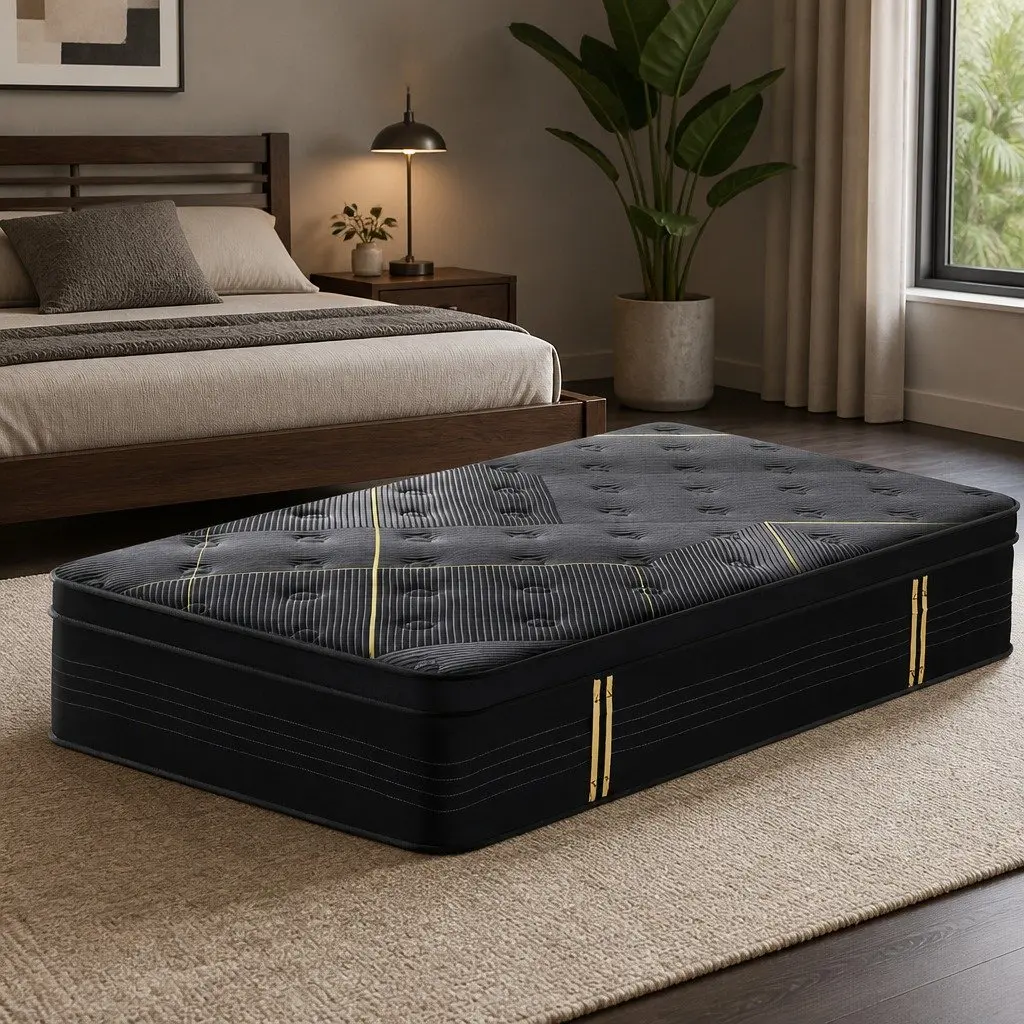 King Single Mattress 35cm Hybrid Pocket Spring Charcoal Foam