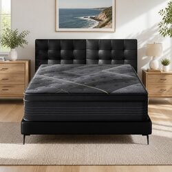 Queen Mattress 35cm Hybrid Pocket Spring Foam Black