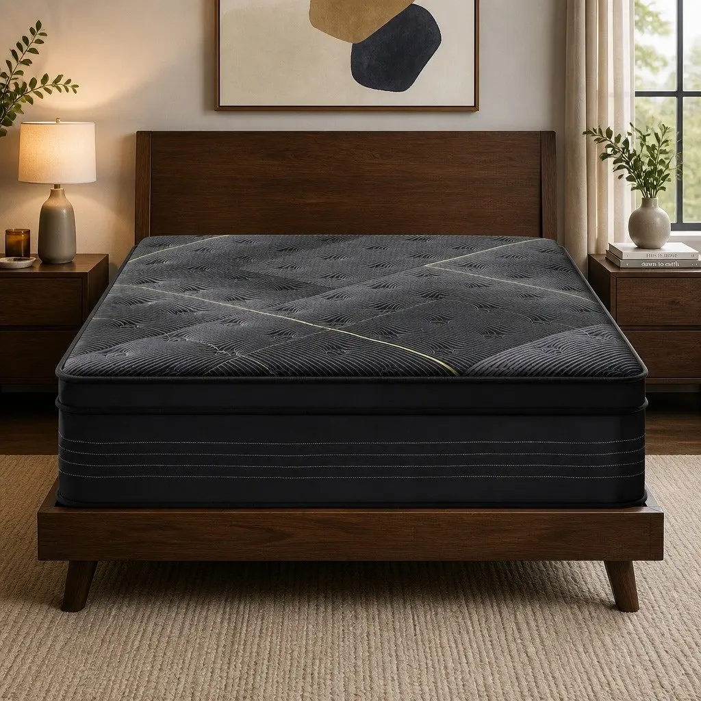 Queen Mattress 35cm Hybrid Pocket Spring Foam Black