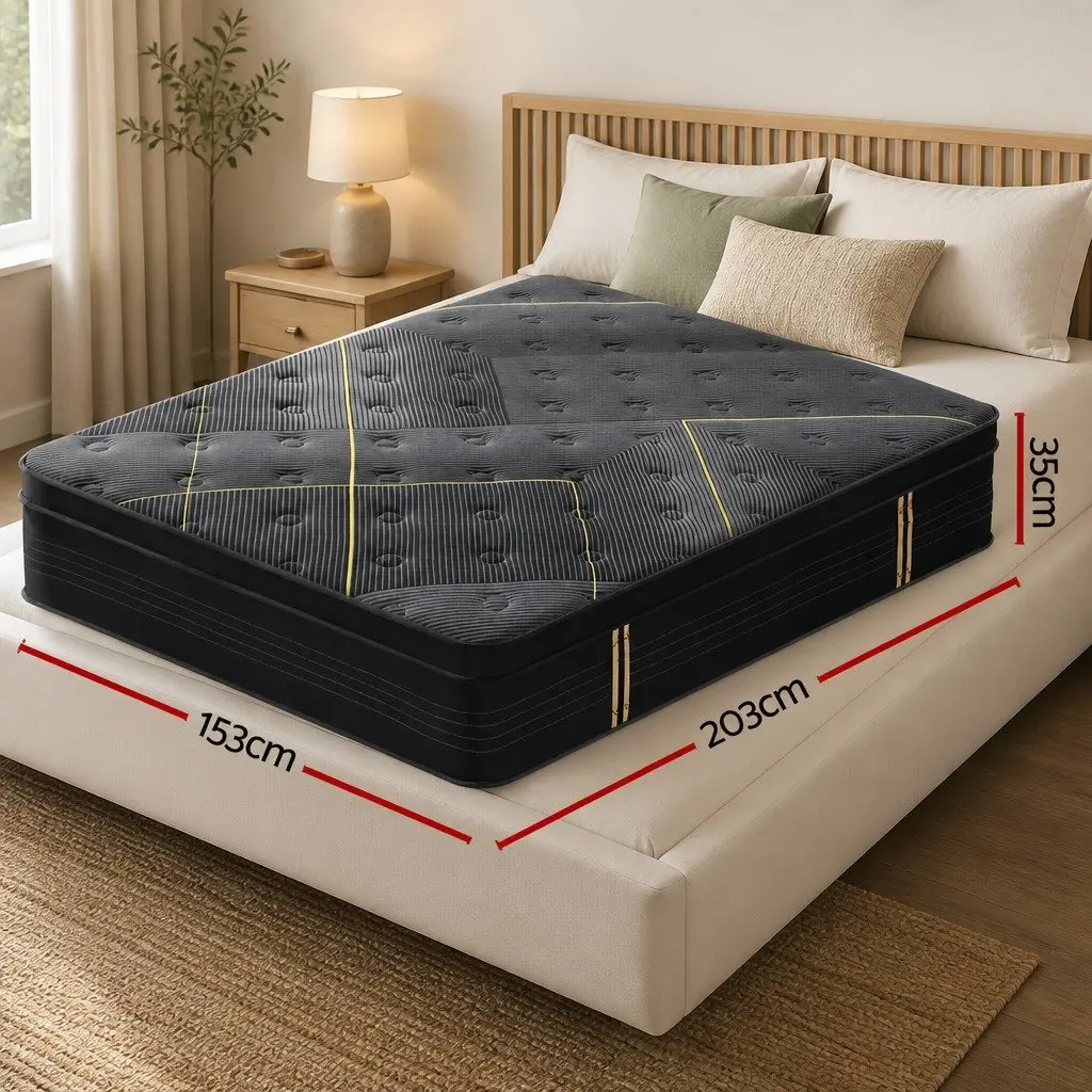 Queen Mattress 35cm Hybrid Pocket Spring Foam Black