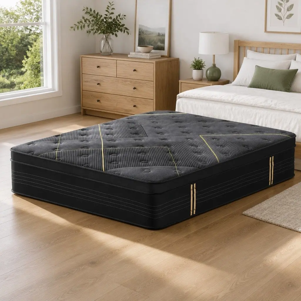 Queen Mattress 35cm Hybrid Pocket Spring Foam Black