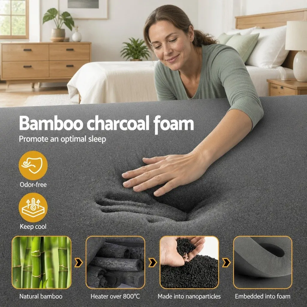 Queen Mattress 35cm Hybrid Pocket Spring Foam Black