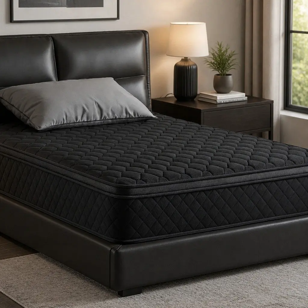 King Single Mattress 34cm Euro Top 5-Zone Pocket Spring Black Medium Firm