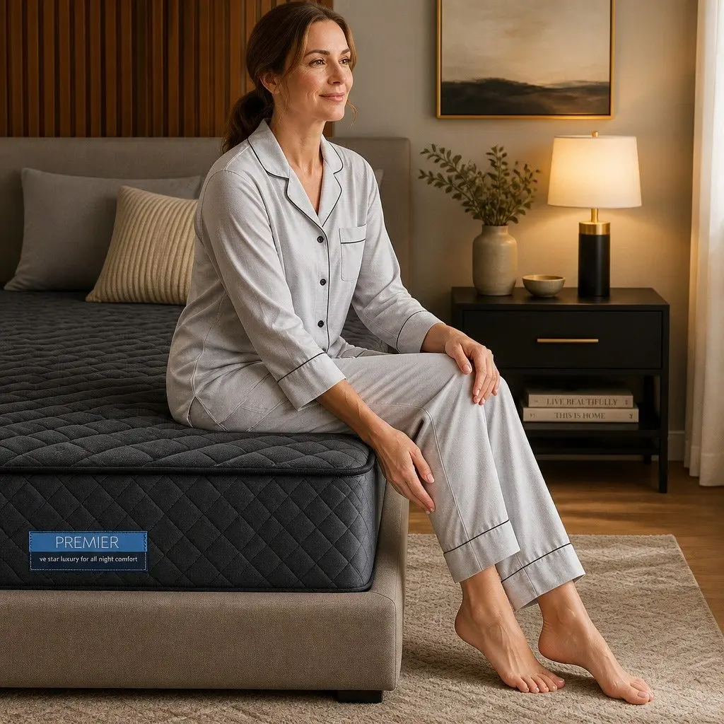 King Single Mattress 34cm Euro Top 5-Zone Pocket Spring Black Medium Firm
