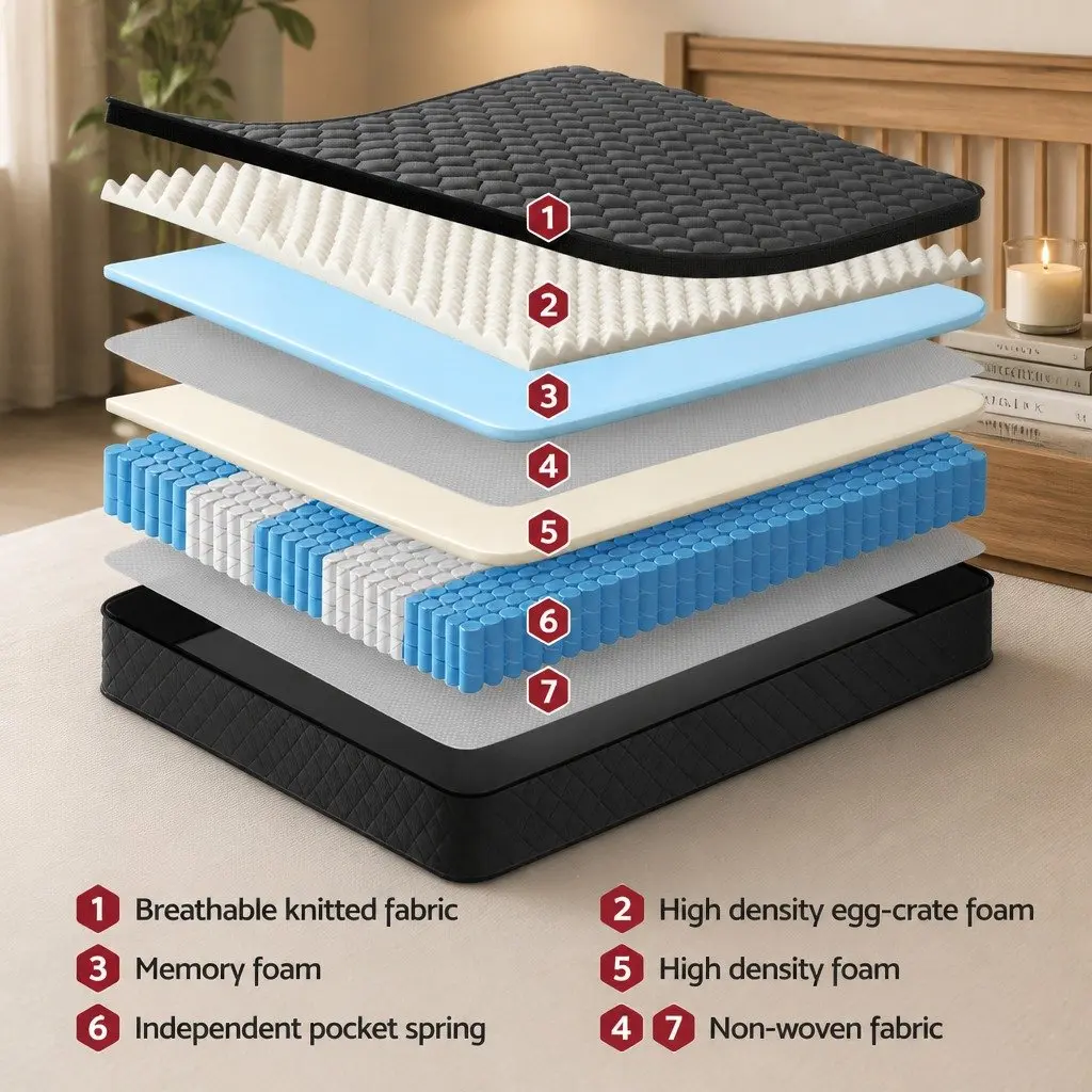 Double Mattress with 5-Zone Pocket Springs