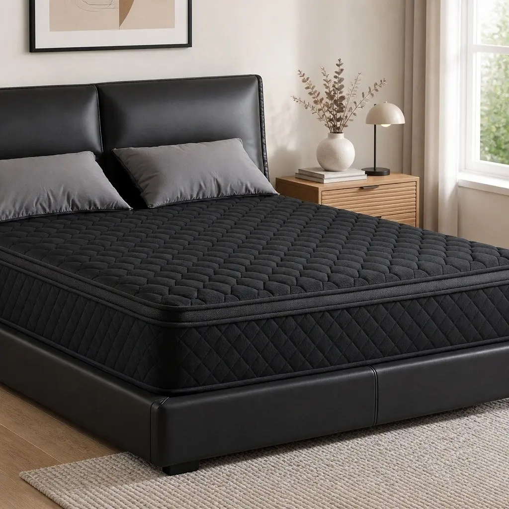 King Size Mattress Black Euro Top 34cm Medium Firm 5-Zone Pocket Spring